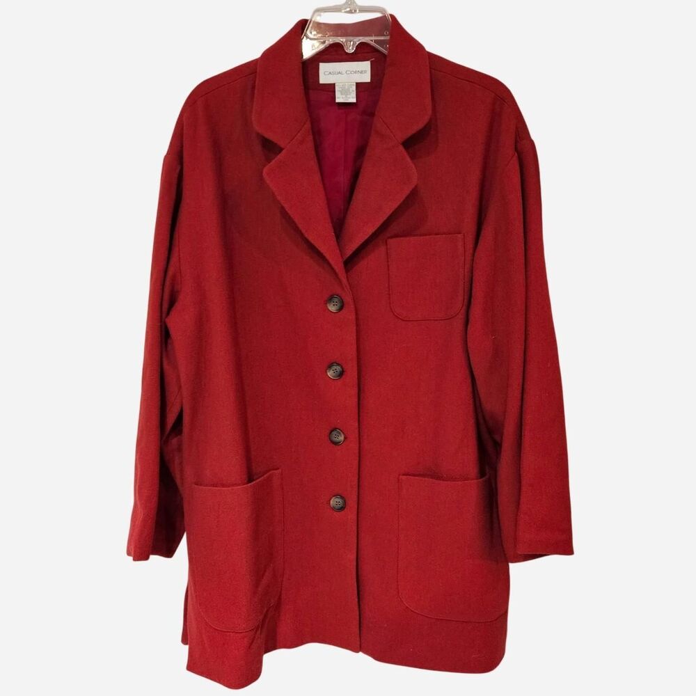 90s cottagecore indie red wool flannel chore coat